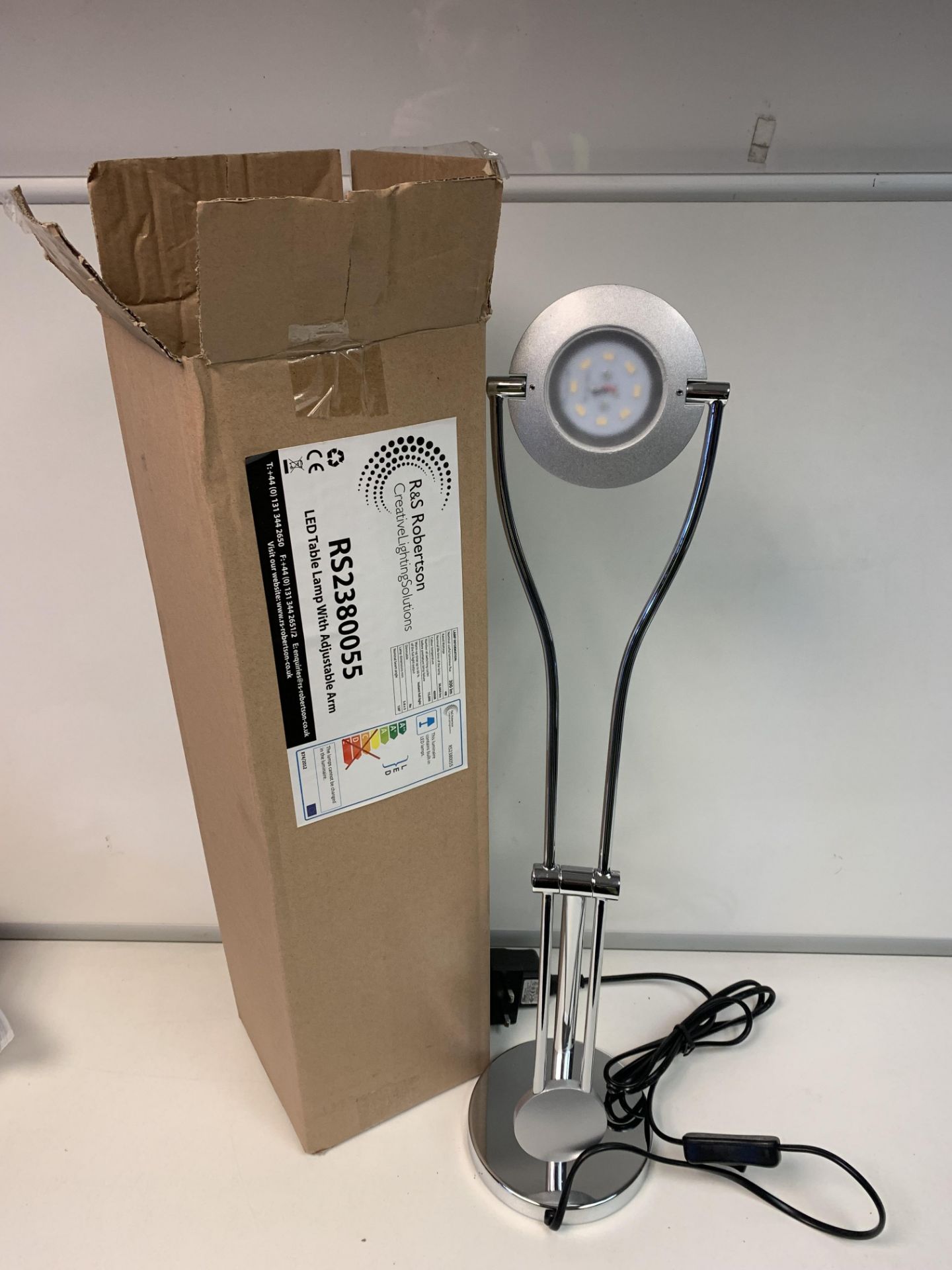 10 X NEW BOXED DESIGNER 5W LED ADJUSTABLE DESK LAMP WITH IN-LINE SWITCH. RRP £52 EACH (ROW9).