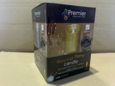 12 X NEW BOXED PREMIER DECORATIONS 12CM GOLD LED CANDLE WITH DANCING FLAME BATTERY OPERATED (NOT