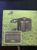 10 X NEW BOXED TESCO BATTERY PUMPS. IDEAL FOR CAMPING, TRIPS AND FESTIVALS. 3 DIFFERENT ADAPTORS