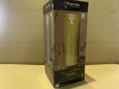 12 X NEW BOXED PREMIER DECORATIONS 23CM GOLD LED CANDLE WITH DANCING FLAME BATTERY OPERATED (NOT