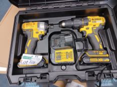 DEWALT DCK2060S2T-SFGB 18V 1.5AH LI-ION XR BRUSHLESS CORDLESS TWIN PACK WITH 2 BATTERIES CHARGER AND