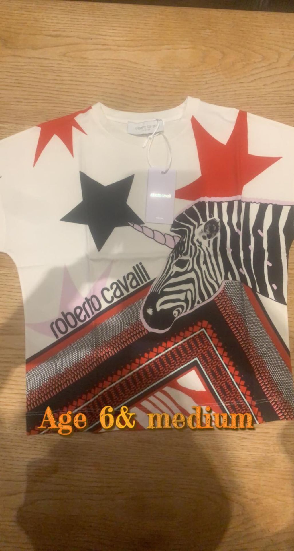 ROBERTO CAVALLI ZEBRA PRINT TSHIRT AGE 6 BRAND NEW WITH TAGS