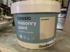 8 X BRAND NEW 10L TUBS OF CLASSIC MASONARY ALL WEATHER RESISTANT PAINT R3