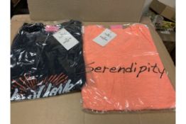 16 X BRAND NEW WOMENS ALTOF & LYALL VEE NECK T SHIRT AND LIGHTWEIGHT HOODIE BLACK AND ORANGE IN