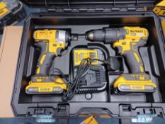 DEWALT DCK2060D2T-SFGB 18V 2.0AH LI-ION XR BRUSHLESS CORDLESS COMBI DRILL AND IMPACT DRIVER TWIN