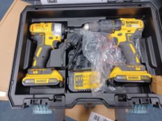 DEWALT DCK2060D2T-SFGB 18V 2.0AH LI-ION XR BRUSHLESS CORDLESS COMBI DRILL AND IMPACT DRIVER TWIN