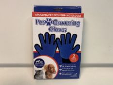 20 X NEW PACKAGED PAIRS OF FALCON PET GROOMING GLOVES - AMAZING PET DESHEDDING GLOVES. (ROW16)