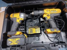 DEWALT DCZ298D2T-SFGB 18V 2.0AH LI-ION XR CORDLESS COMBI DRILL & IMPACT DRIVER TWIN PACK WITH 1