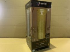 12 X NEW BOXED PREMIER DECORATIONS 23CM GOLD LED CANDLE WITH DANCING FLAME BATTERY OPERATED (NOT