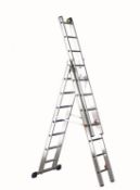 SVELT LUXE3 3-section push-up and A frame aluminium ladder 9+10+10 RUNGS EN131 150KG CAPACITY RRP £