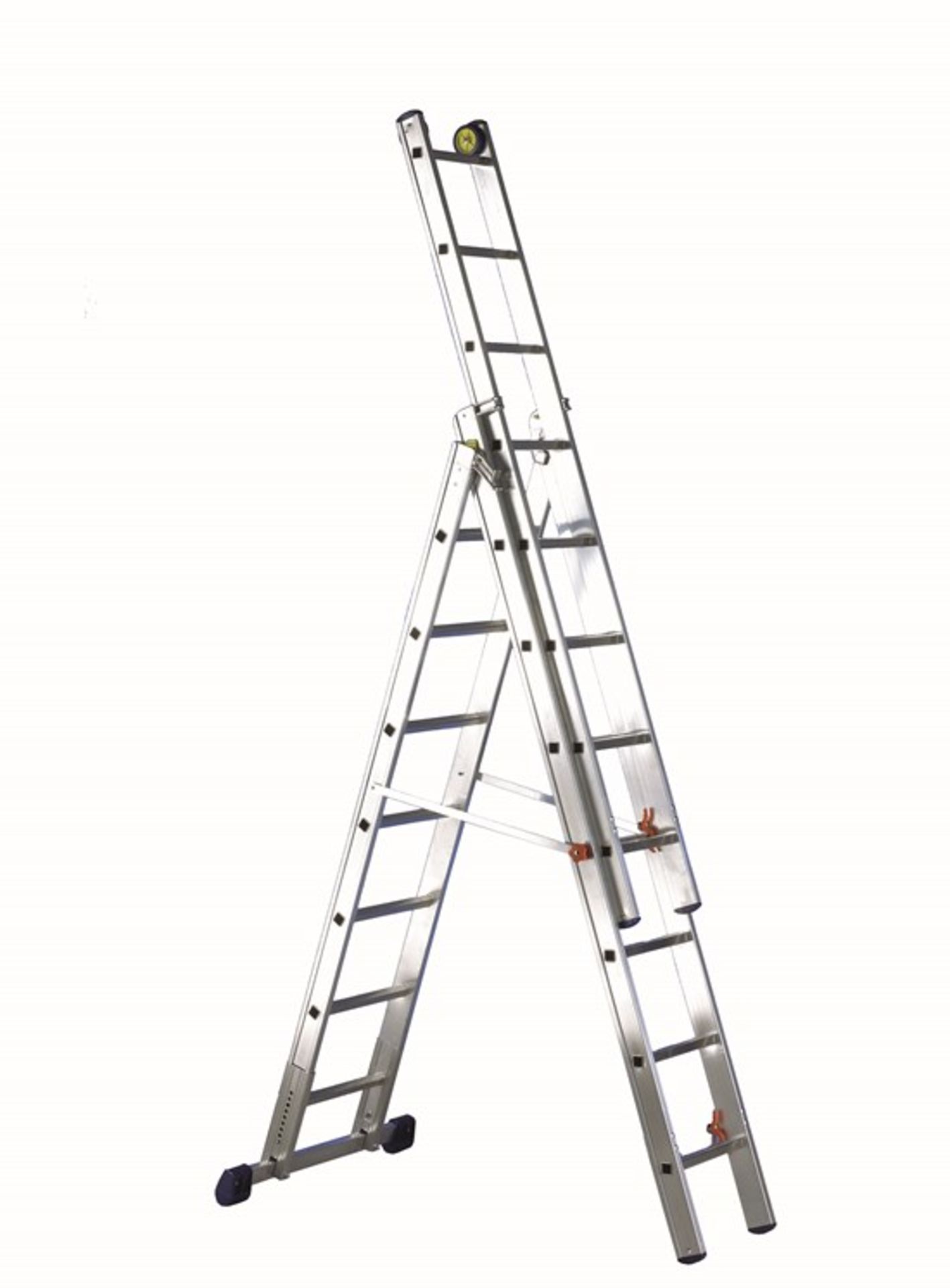 SVELT LUXE3 3-section push-up and A frame aluminium ladder 9+10+10 RUNGS EN131 150KG CAPACITY RRP £