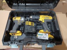 DEWALT DCZ298D2T-SFGB 18V 2.0AH LI-ION XR CORDLESS COMBI DRILL & IMPACT DRIVER TWIN PACK COMES