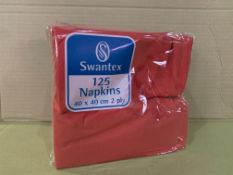 40 X BRAND NEW PACKS OF 125 SWANTEX RED NAPKINS 40 X 40CM 2PLY IN 3 BOXES R15