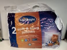 8 X NEW SEALED PACKS OF 2 SILENTNIGHT SOFT & SNUG PILLOWS (ROW4)