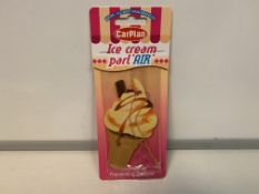 72 X NEW PCAR PLAN ICE CREAM PARL 'AIR' BUTTERSCOTCH FRAGRANCED AIR FRESHENERS. (ROW18)