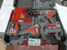 MILWAUKEE M18 CBLPP2A-402C 18V 4.0AH LI-ION REDLITHIUM BRUSHLESS CORDLESS COMBI DRILL & IMPACT