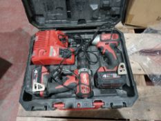 MILWAUKEE M18 BPP2Q-402C 18V 4.0AH LI-ION REDLITHIUM CORDLESS TWIN PACK WITH 2 BATTERIES CHARGER AND