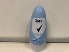 72 X BRAND NEW SURE COTTON DRY 48HR ANTI PERSPIRANT ROLLERS 50ML R4