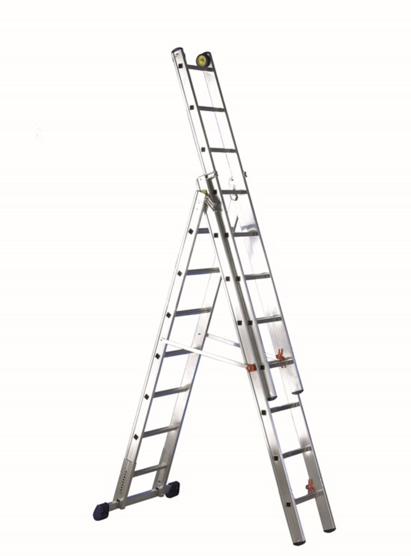 SVELT LUXE3 3-section push-up and A frame aluminium ladder 10+11+11 RUNGS EN131 CAPACITRY 150KG