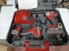 MILWAUKEE M18 CBLPP2A-402C 18V 4.0AH LI-ION REDLITHIUM BRUSHLESS CORDLESS COMBI DRILL & IMPACT