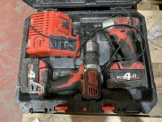 MILWAUKEE M18 BPP2Q-402C 18V 4.0AH LI-ION REDLITHIUM CORDLESS TWIN PACK WITH 2 BATTERIES CHARGER AND