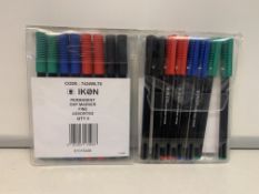 50 X BRAND NEW PACKS OF 8 IKON FINE PERMAMNENT MARKERS ASSORTED COLOURS R1