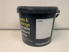 8 X NEW SEALED 5L TUBS OF GOODHOME MATT WHITE WALLS & CEILINGS DURABLE BRILLIANT WHITE. HIGH