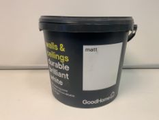 10 X NEW SEALED 5L TUBS OF GOODHOME MATT WHITE WALLS & CEILINGS DURABLE BRILLIANT WHITE. HIGH