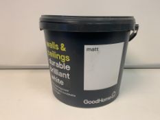 10 X NEW SEALED 5L TUBS OF GOODHOME MATT WHITE WALLS & CEILINGS DURABLE BRILLIANT WHITE. HIGH