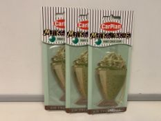 72 X NEW SEALED PONGO CAR PLAN MILKSHAKE AIR FRESHENERS. MINT CHOC CHIP. (ROW3)