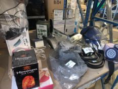 MIXED LOT INCLUIDNG SALT LAMP, SAFETY VISORS, MASSAGER ETC S1-22