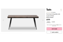 Torin 6 Person Teak Dining Table RRP £579