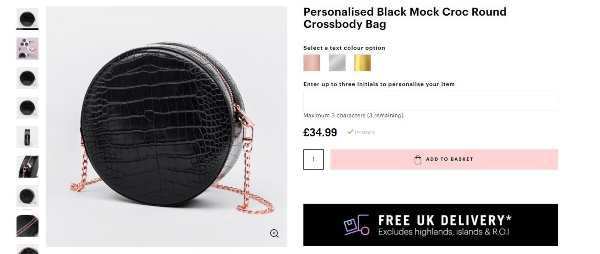 5 x NEW BOXED Beauti Mock Croc Round Crossbody Luxury Bag -Black. RRP £34.99 each. NOTE: ITEM IS NOT - Image 2 of 2