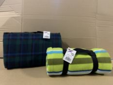 24 X BRAND NEW TRAVEL AND PICNIC RUGS IN VARIOUS DESIGNS S1-2