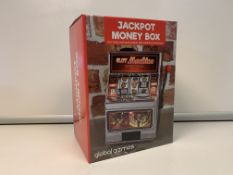 8 X NEW BOXED GLOBAL GIZMOS JACKPOT MONEY BOX. 2 IN 1 PLAY AND SAVE JACKPOT SLOT MACHINE MONEY