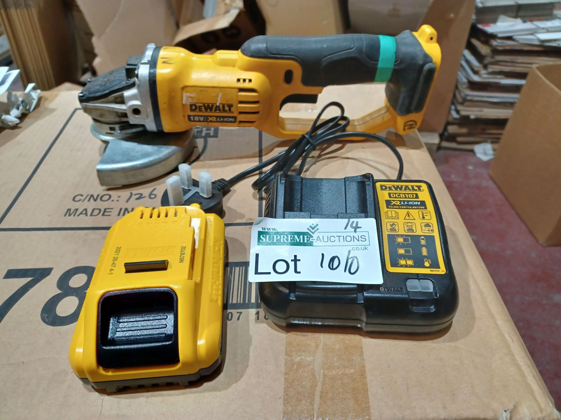 DEWALT DCG412N 18V LI-ION XR 5" CORDLESS ANGLE GRINDER - BARE WITH BATTERY AND CHARGER UNCHECKED/