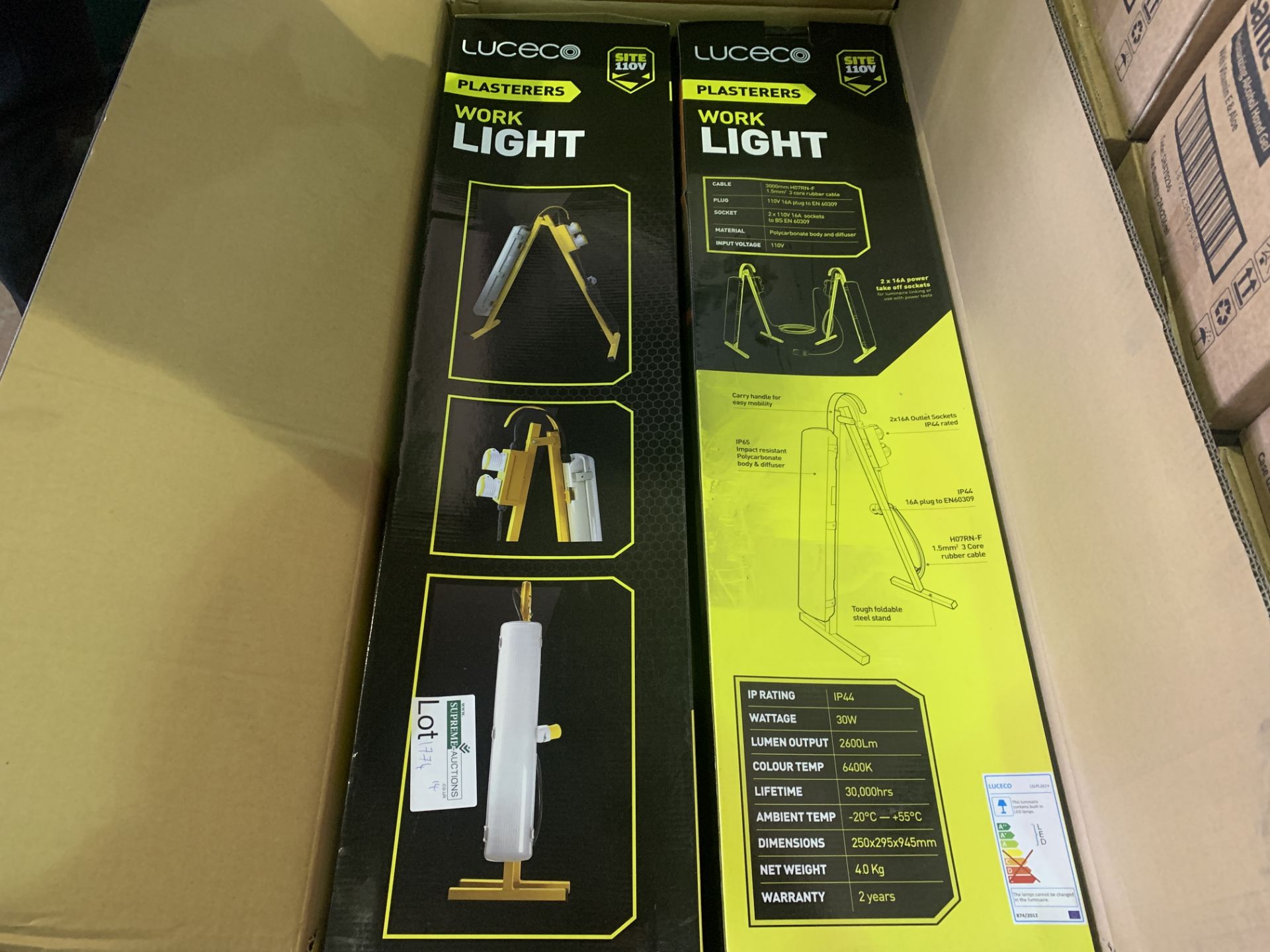 2 X BRAND NEW LUCECO SITE 110V PLASTERES WORK LIGHTS RRP £80 EACH R18