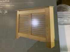 NEW BOXED OAK VENEER RADIATOR COVER - MEDIUM. SIZE 1195MM(L)X900mm(h)x200mm(d) (ROW 5)