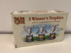 48 X BRAND NEW 3 WINNERS TROPHIES SETS WITH CERTIFICATES R9