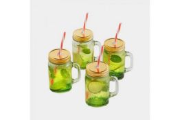 2 X NEW BOXED SETS OF 4 DESIGNER Mason Jar Glasses, Set of 4 Mason Jar Glasses Tired of sipping from