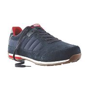 NEW BOXED PAIR OF STRATA SAFETY TRAINERS NAVY. SIZE 10. (ROW8) Suede leather and mesh upper.