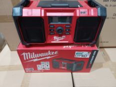 MILWAUKEE M18 JSRDAB+-0 230V OR 18V DAB+ / FM SITE RADIO (857FJ), INCLUDES PLUG, BOXED, UNCHECKED.