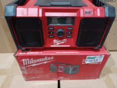 MILWAUKEE M18 JSRDAB+-0 230V OR 18V DAB+ / FM SITE RADIO (857FJ) INCLUDES PLUG,BOXED, UNCHECKED.