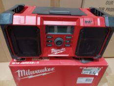 MILWAUKEE M18 JSRDAB+-0 230V OR 18V DAB+ / FM SITE RADIO (857FJ) INCLUDES PLUG,BOXED, UNCHECKED.