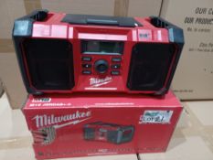 MILWAUKEE M18 JSRDAB+-0 230V OR 18V DAB+ / FM SITE RADIO (857FJ), INCLUDES PLUG, BOXED, UNCHECKED.