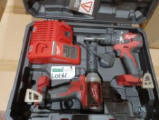 MILWAUKEE M18 CBLPP2A-402C 18V 4.0AH LI-ION REDLITHIUM BRUSHLESS CORDLESS COMBI DRILL & IMPACT