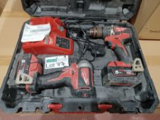 MILWAUKEE M18 CBLPP2A-502C 18V 5.0AH LI-ION REDLITHIUM BRUSHLESS CORDLESS COMBI DRILL & IMPACT