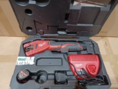 MILWAUKEE C12PC-201C 12V 2.0AH LI-ION REDLITHIUM CORDLESS PIPE CUTTER (889GT), COMES COMPLETE WITH 2