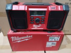 MILWAUKEE M18 JSRDAB+-0 230V OR 18V DAB+ / FM SITE RADIO (857FJ) INCLUDES PLUG,BOXED, UNCHECKED.