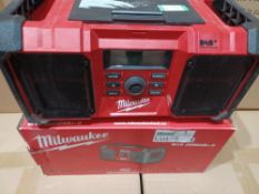 MILWAUKEE M18 JSRDAB+-0 230V OR 18V DAB+ / FM SITE RADIO (857FJ), INCLUDES PLUG, BOXED, UNCHECKED.